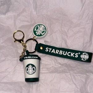 Starbucks Green and White Keychain